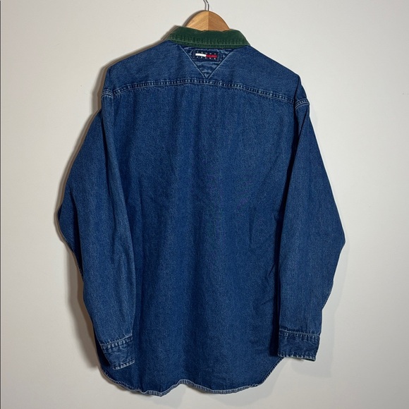 VTG Tommy Hilfiger Denim Corduroy Collar Flip Cuff Shirt XL - Picture 4 of 5